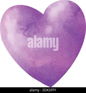 Ein handgezeichnetes lila Herz in Aquarell, Vektor Stock Vektor