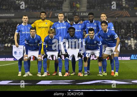 Genk, Belgien. Januar 2026. Genks Spieler wurden vor einem Fußballspiel zwischen der belgischen Fußballmannschaft KRC Genk und der schwedischen Malmö FF in Genk am Donnerstag, den 29. Januar 2026, am 8. Tag der League-Phase des Turniers der UEFA Europa League, in Genk dargestellt. BELGA FOTO JOHAN EYCKENS Credit: Belga News Agency/Alamy Live News Stockfoto