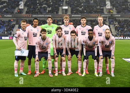 Genk, Belgien. Januar 2026. Die Spieler Malmors wurden vor einem Fußballspiel zwischen der belgischen Fußballmannschaft KRC Genk und der schwedischen Malmö FF in Genk am Donnerstag, den 29. Januar 2026, am 8. Tag der League-Phase des Turniers der UEFA Europa League, in Genk dargestellt. BELGA FOTO JILL DELSAUX Credit: Belga News Agency/Alamy Live News Stockfoto