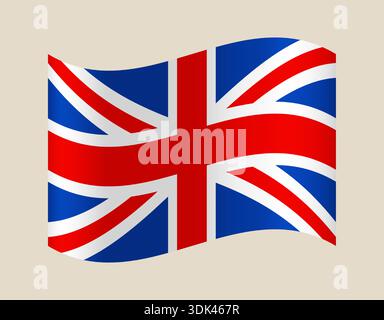 Union Jack Flag winkt stolz und symbolisiert die britische nationale Identität, den Patriotismus und das britische Erbe. Stock Vektor