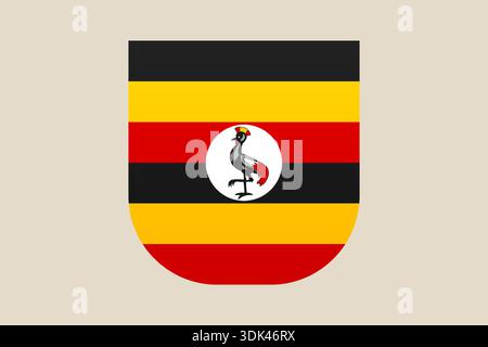 Ugandas Nationalflagge-Emblem ist stolz in einer modernen Schildform präsentiert, die nationale Identität und patriotischen Geist symbolisiert. Stock Vektor