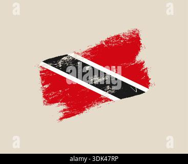 Lebhafte Trinidad und Tobago National Flag Grunge Vektor Illustration, Distress Painted Pinsel Stroke künstlerisches Design für patriotische Konzepte.. Stock Vektor