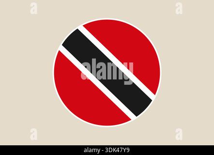 Trinidad und Tobago Nationalflagge als kreisförmiges Vektorsymbol dargestellt, das die Identität des karibischen Landes in einem modernen, einfachen Design darstellt. Stock Vektor