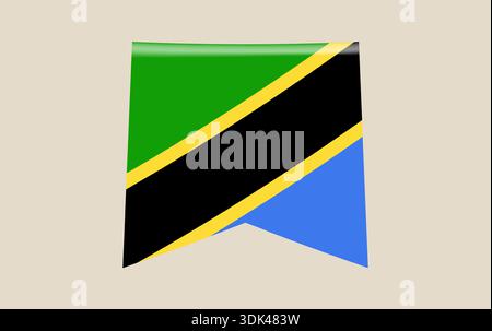 Lebendiges Tansania National Flag Vektor Lesezeichen Banner symbolisiert ostafrikanische Identität mit modernem glänzenden patriotischen Design. Stock Vektor