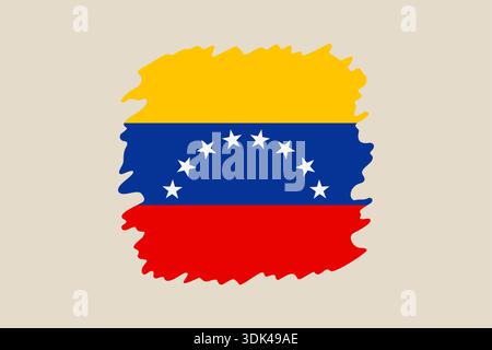Venezolanische Nationalflagge mit einer gestressten Pinselstrichform, die die patriotische Identität und den Stolz des Landes symbolisiert. Stock Vektor