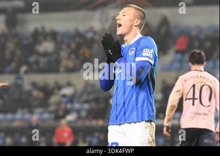 Genk, Belgien. Januar 2026. Genks Daan Heymans sieht bei einem Fußballspiel zwischen dem belgischen Fußballteam KRC Genk und dem schwedischen Fußballteam Malmo FF am Donnerstag, den 29. Januar 2026 in Genk, am 8. Tag der Ligaperiode des UEFA Europa League-Turniers, niedergeschlagen aus. BELGA FOTO JILL DELSAUX Credit: Belga News Agency/Alamy Live News Stockfoto