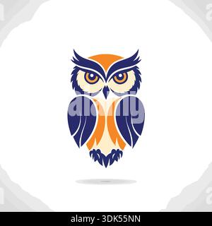 Modernes, minimalistisches Eulenvogel-Logo für Geschäftsreisende Stock Vektor