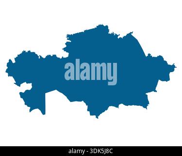 Karte von Kasachstan, Schildersilhouette. Weltkarte Globe. Vektorillustration isoliert auf weißem Hintergrund. Asiatischer Kontinent Stock Vektor