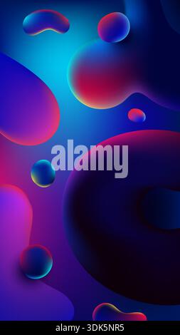 Abstrakter 3D flüssiger Fluidhintergrund mit neonrosa und blauem Verlauf für futuristische digitale Tapeten und moderne ui Design Hintergrund leuchtende Orga Stock Vektor