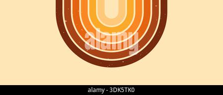 Streifen-Regenbogenbanner mit einem Halbkreis-Regenbogen. Stock Vektor