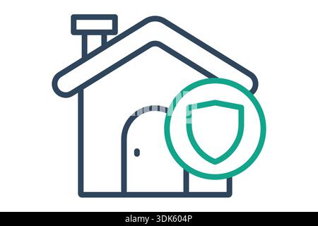 Versicherungssymbol. Liniensymbolstil. Symbol für Immobilien. Vektorillustration für Wohnelemente Stock Vektor