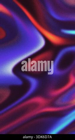 Abstrakter Fluidverlauf in Blau, Lila, Rot mit Neonlicht für Y2K, digitale Kunst der 2000er Jahre Stockfoto