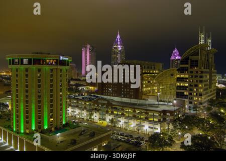 Luftaufnahme von Downtown Mobile, Alabama Stockfoto