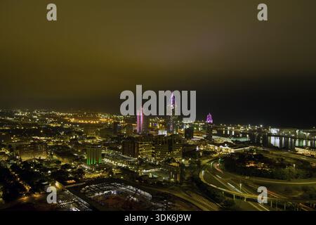 Luftaufnahme von Downtown Mobile, Alabama Stockfoto