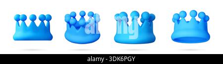 Blaue 3D Crown Icon Kollektion. Stock Vektor