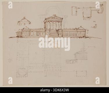 Elevation of Project for Ohio State House, um 1838. Stockfoto