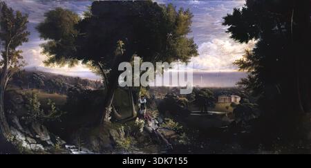 Westburn, 1827. Westburn House war die Residenz der Familie von David Chalmers, einer Verwandten von Margaret Chalmers, der Mutter des Künstlers. Westburn ist eine zusammengesetzte Szene von Aberdeen, die das Haus in seiner Parkanlage mit blick auf das Meer und die wichtigsten Wahrzeichen der St. Machar's Cathedral und des Marischal College in unwahrscheinlichen Positionen im Hintergrund zeigt. Stockfoto