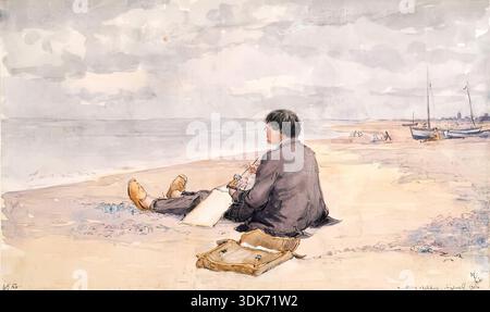 Sizewell - James McBey Sketching, 1914. Stockfoto