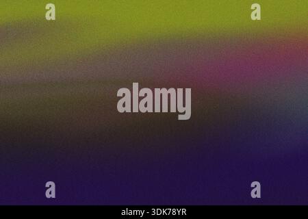 Abstrakte Textur starke Rauschen Kornsäuregrün violette Gradienten. Kreatives Overlays mit verzerrtem Signaleffekt. Stockfoto