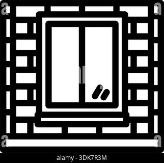 Symbol für die schwarze Strichgrafik des Außenfensters des Gebäudes Stock Vektor