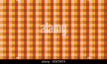 Ein nahtloses, warmes Muster in Orange, Gelb und Braun mit Karomuster. Dieses klassische Gingham- oder Karomuster bietet vario einen vielseitigen, herbstlichen Hintergrund Stock Vektor