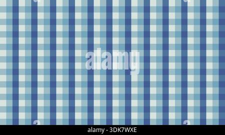 Ein nahtloser Hintergrund mit hellblauem und weißem Karomuster. Das geometrische, klassische Gingham-Design eignet sich perfekt für Stoffe, Tapeten, Textilien oder jeden Kleinen Stock Vektor