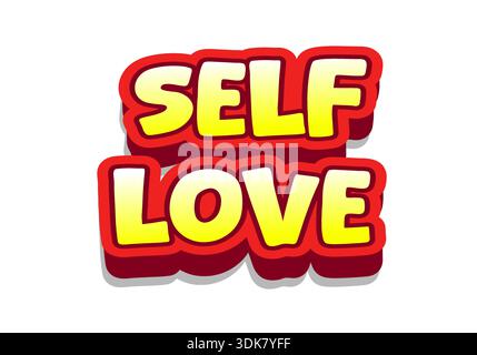 Ein farbenfrohes Grafikdesign mit den Worten Selbstliebe in auffälliger, verspielter Typografie Stock Vektor
