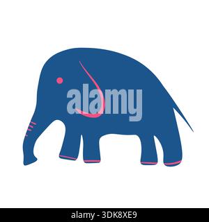 Lustiger süßer Elefant, wildes Tier. Das Zeichnen von Elefantenbabys isoliert. Modischer Cartoondruck für Kinder. Elegante, schlanke Figuren, moderne Kunst Stock Vektor