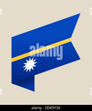 Stilisiertes Nauru National Flag Vektor Band Banner, mit Blau, Gelb und weiß, repräsentiert nationale Identität. Stock Vektor