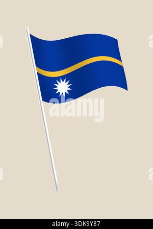 Die Nauru-Nationalflagge winkt sanft auf einem Pole und repräsentiert die Identität und den offiziellen Stolz der Pazifikinsel. Stock Vektor