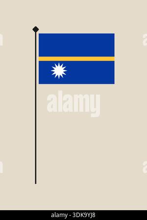 Die Nauru-Nationalflagge winkt auf einem Polen und repräsentiert die Identität und Souveränität der Pazifikinsel. Stock Vektor