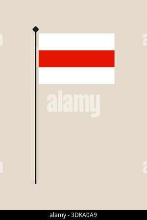 Die ikonische weißrussische weiß-rot-weiße Flagge steht stolz auf dem Pol und symbolisiert die historische nationale Identität und Freiheit für das Volk. Stock Vektor