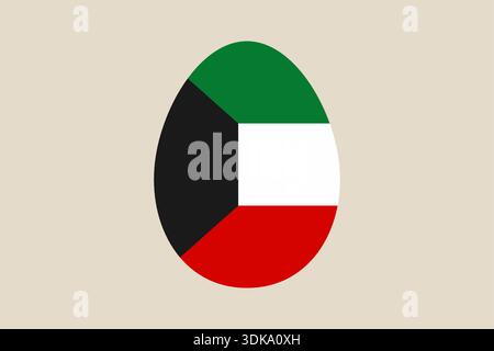 Ikonisches kuwaitisches Flaggendesign in Eierform, das stolz die nationale Identität als minimalistische Vektorgrafik darstellt. Stock Vektor