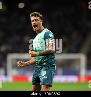 Sabadell, Barcelona, Spanien. 30. Januar 2026. Barcelona Spanien 30.01.2026 Antonio Blanco (Deportivo Alaves) feiert, nachdem er am 30. Januar 2026 in Barcelona das zweite Tor seiner Mannschaft bei der La Liga EA Sports zwischen Espanyol und Deportivo Alaves im RCDE-Stadion erzielte. (Kreditbild: © Xavi Urgeles/ZUMA Press Wire) NUR REDAKTIONELLE VERWENDUNG! Nicht für kommerzielle ZWECKE! Quelle: ZUMA Press, Inc./Alamy Live News Stockfoto