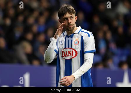 Sabadell, Barcelona, Spanien. 30. Januar 2026. Barcelona Spanien 30.01.2026 Jofre Carreras ( Espanyol ) Gesten während der La Liga EA Sports zwischen Espanyol und Deportivo Alaves im RCDE-Stadion am 30. Januar 2026 in Barcelona. (Kreditbild: © Xavi Urgeles/ZUMA Press Wire) NUR REDAKTIONELLE VERWENDUNG! Nicht für kommerzielle ZWECKE! Quelle: ZUMA Press, Inc./Alamy Live News Stockfoto