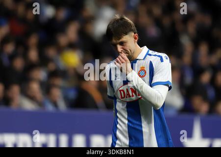 Sabadell, Barcelona, Spanien. 30. Januar 2026. Barcelona Spanien 30.01.2026 Jofre Carreras ( Espanyol ) Gesten während der La Liga EA Sports zwischen Espanyol und Deportivo Alaves im RCDE-Stadion am 30. Januar 2026 in Barcelona. (Kreditbild: © Xavi Urgeles/ZUMA Press Wire) NUR REDAKTIONELLE VERWENDUNG! Nicht für kommerzielle ZWECKE! Quelle: ZUMA Press, Inc./Alamy Live News Stockfoto