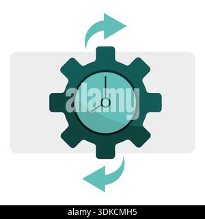 Symbol Zeitverwaltung. Zahnradsymbol. Geschwindigkeit des Vektor-Workflows. Abbildung des Prozesszyklus. EPS 10. Stock Vektor