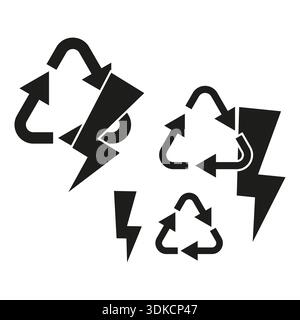 Symbol für Energierückgewinnung. Blitzsymbol. Ökologie Pfeil Vektor. Zeichen zur Wiederherstellung der Stromversorgung. EPS 10. Stock Vektor