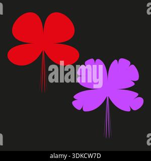 Rotes violettes Klee. Glücksblume Vektor. Irisches Pflanzensymbol. Naturblattkunst. EPS 10. Stock Vektor