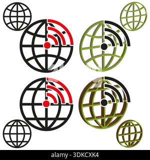 World Radar Symbol. Globus Signal Vektor. Planetenverfolgungssymbol. Design des Netzwerkmonitors. EPS 10. Stock Vektor