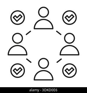 Personennetzwerk. Symbol für Teamwork-Aufgabe. Benutzerverbindung Vektor. Zeichen für erfolgreiche Zusammenarbeit. Stock Vektor
