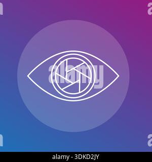 Blendenmechanismus. Augenretina Vektor. Symbol für Kameraansicht. Symbol für Beobachtungslinse. Stock Vektor