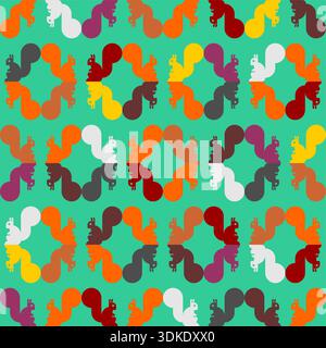 Muster mit orangefarbenen Eichhörnchen und braunen Eicheln auf einem leuchtend grünen Hintergrund. Dekoratives Herbstbaumschmuck für Textildrucke im Naturmotiv Stock Vektor