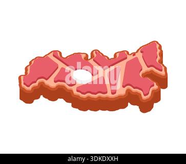 Rindersteak in Form der geografischen Karte Russlands. Kreatives Lebensmittelkonzept für russische Küche, nationale Fleischproduktion oder Export. Isolierter Vektor Stock Vektor