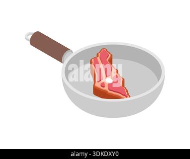 Rindersteak in Form der geografischen Karte Israels, die in einer Pfanne gekocht wird. Kreatives Lebensmittelkonzept für die israelische Küche, koschere Fleischproduktion, Stock Vektor