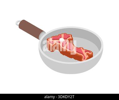 Rindersteak in Form der geografischen Karte Italiens, das in einer Pfanne gekocht wird. Kreatives Lebensmittelkonzept für italienische Küche, mediterrane Ernährung und Stock Vektor