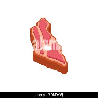 aw Rindersteak in Form der geografischen Karte Israels. Kreatives Lebensmittelkonzept für israelische Küche, koschere Fleischproduktion oder Gastron aus dem Nahen Osten Stock Vektor