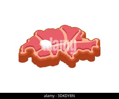 Rindersteak in Form der geografischen Karte der Schweiz. Kreatives Food-Konzept für Schweizer Küche, nationale Fleischproduktion oder alpine Landwirtschaft. Isol Stock Vektor