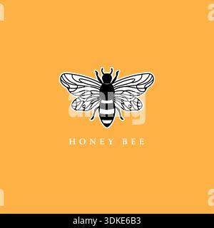 Honigbienen-Vektor-Design-Vorlage. Vintage Biene für Logo, Etikett, Sublimation, Aufkleber. Stock Vektor