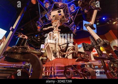 Robotische Lander- und Explorationsfahrzeuge im Kennedy Space Center Visitor Complex, Florida. Stockfoto